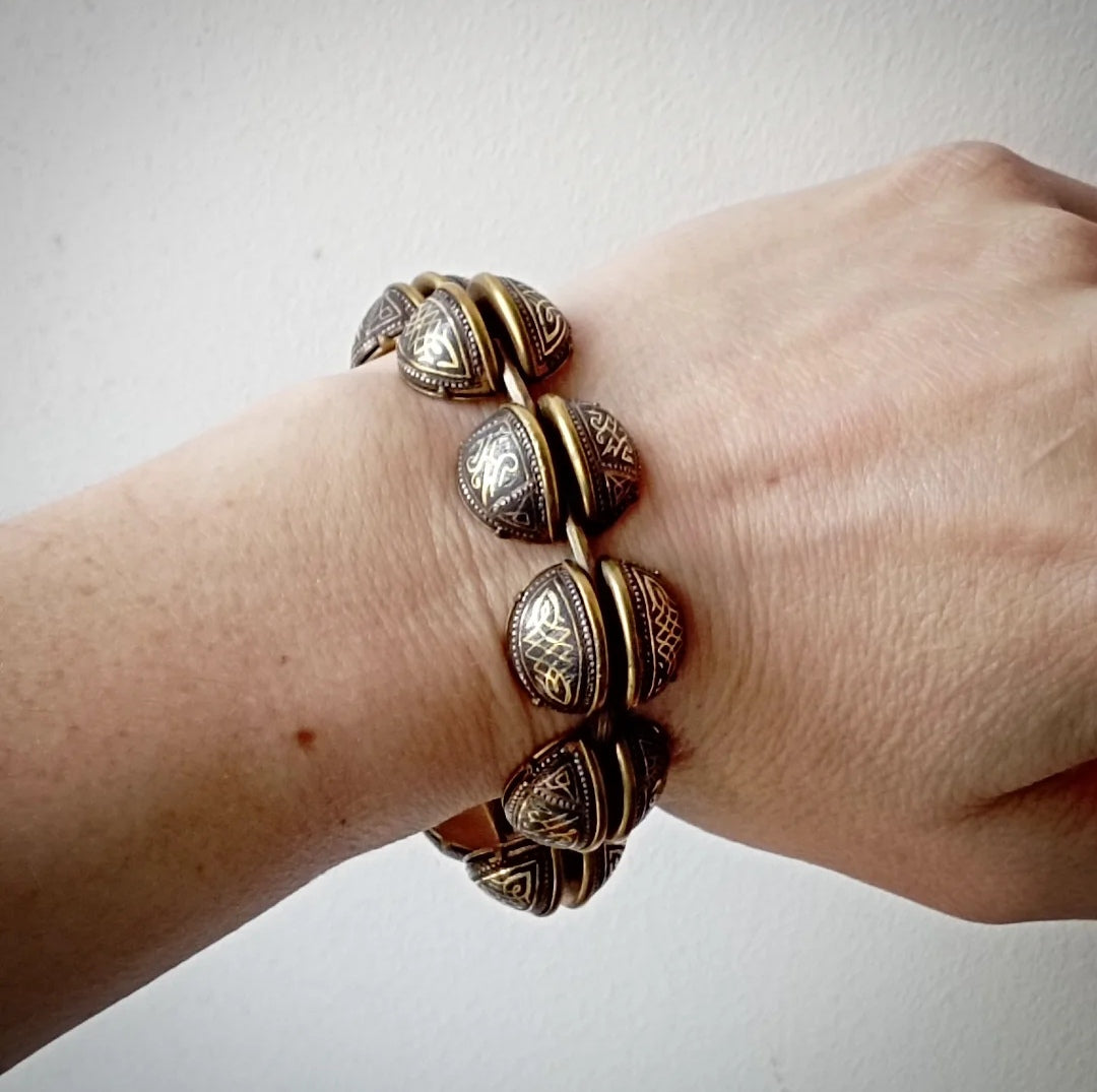 Bracelet dômes damasquiné