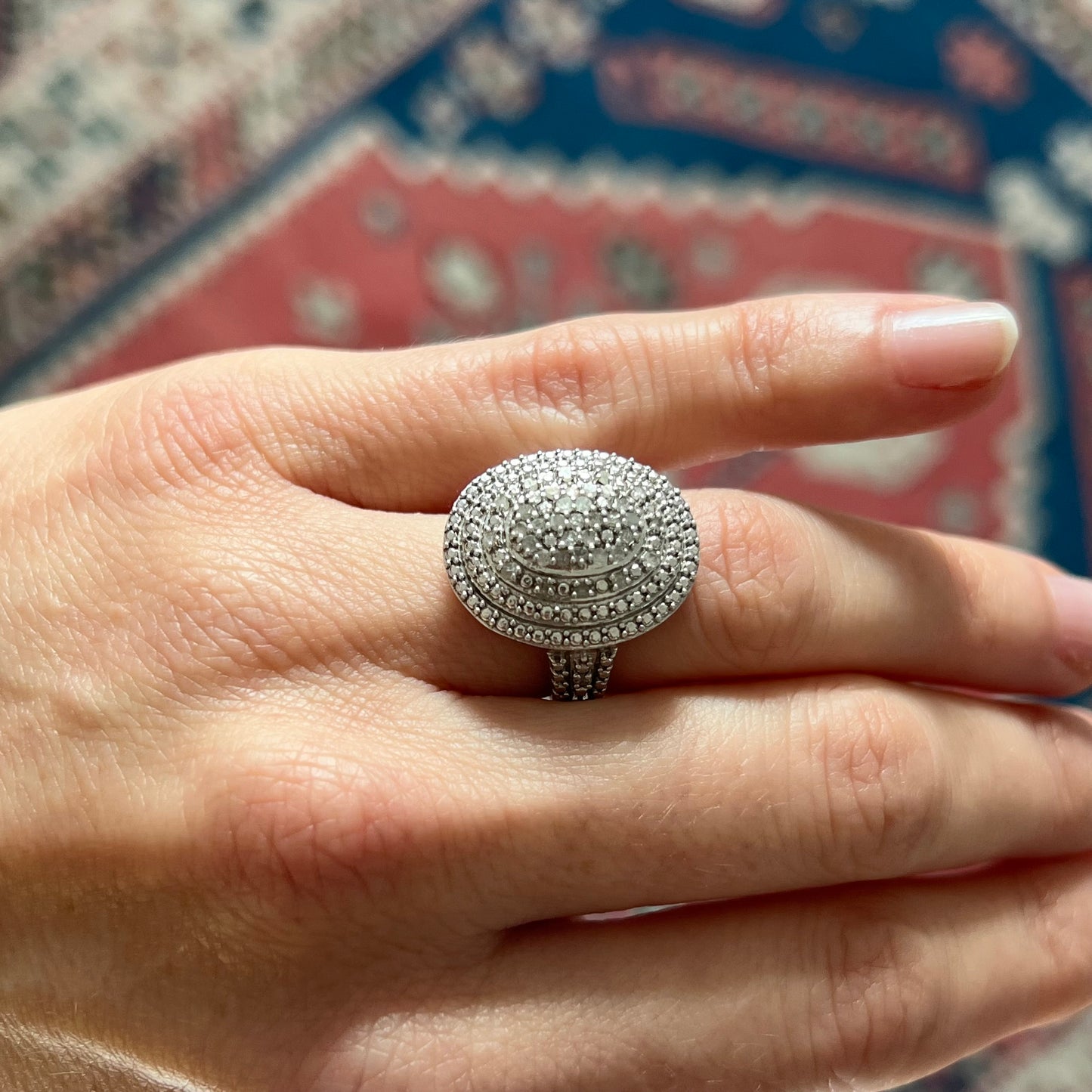 Silberner Diamantring