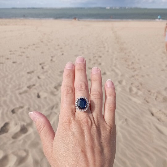 Bague pompadour en or saphir et diamants