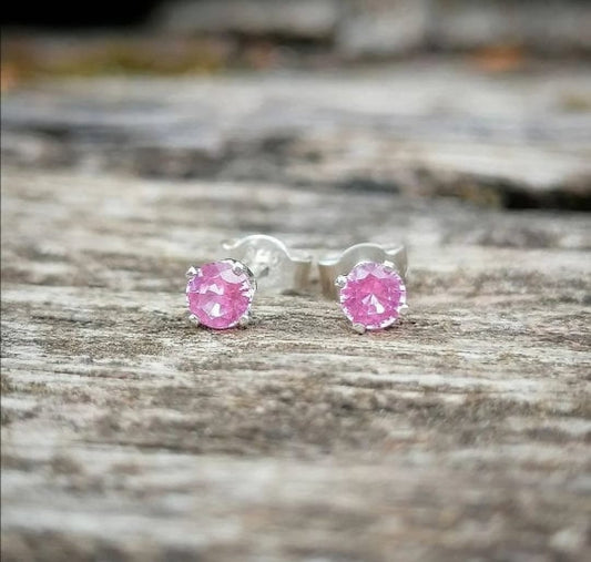 Boucles d'oreille saphirs roses de Ceylan en argent