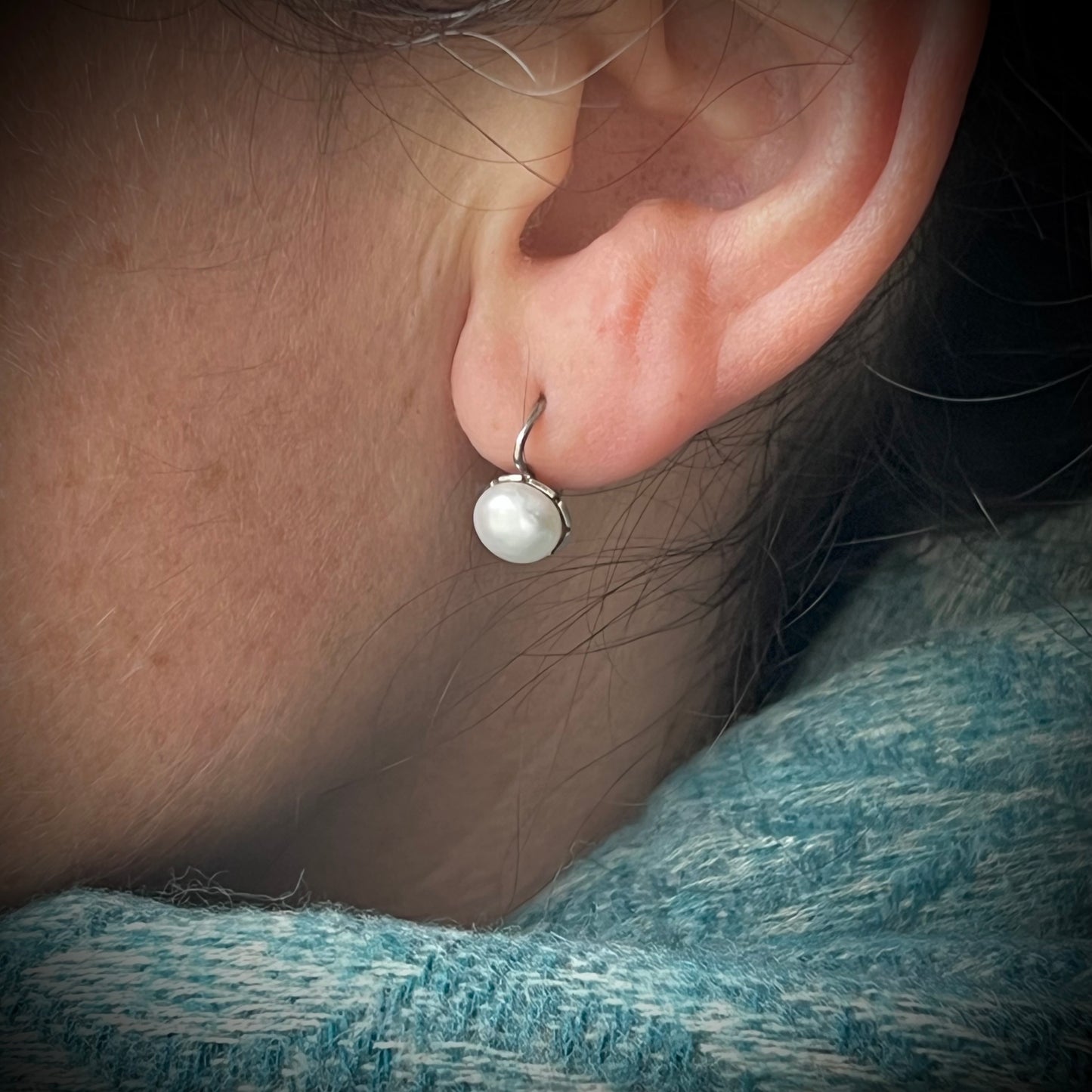 Dormeuses anciennes en argent et perles de culture