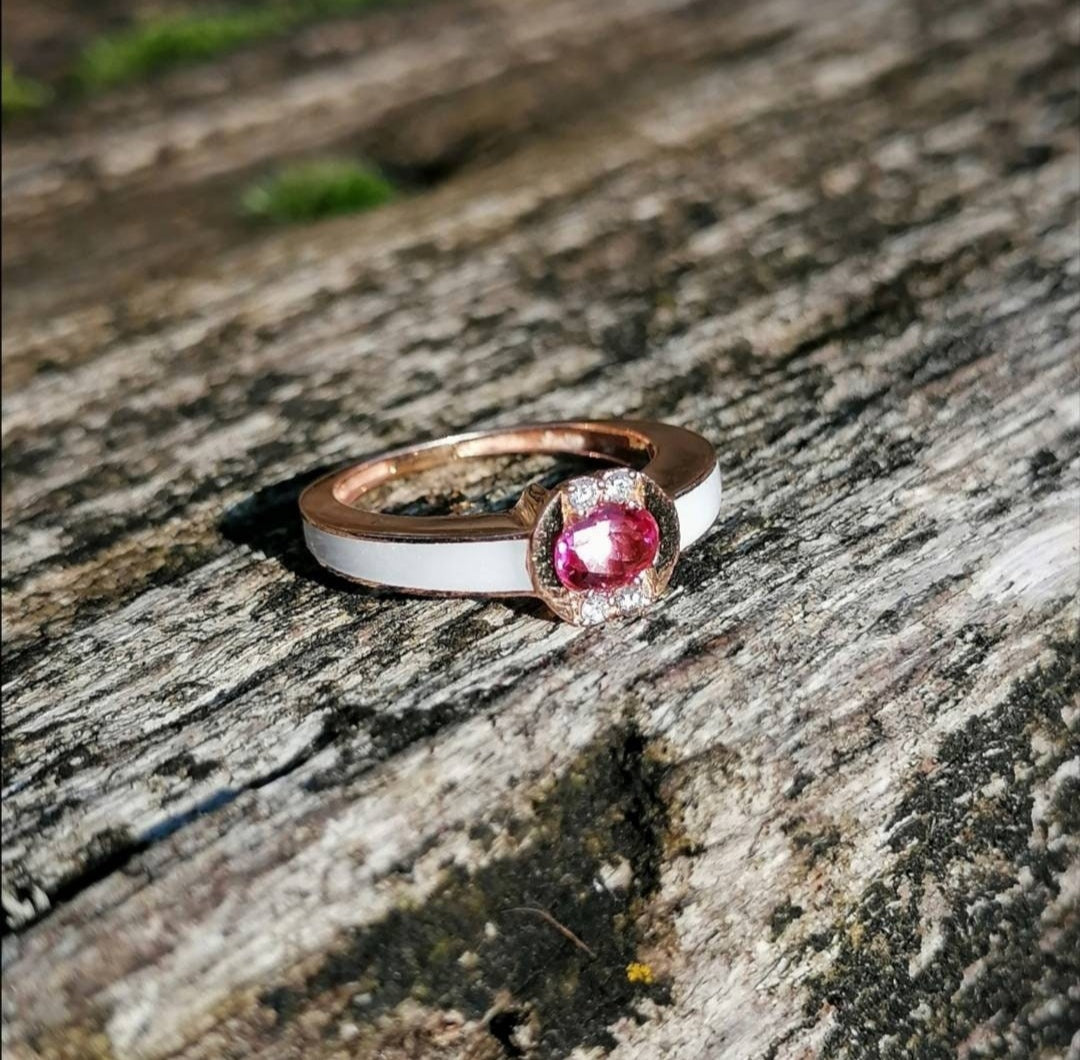 Bague diamants et topaze en or rose 18kt