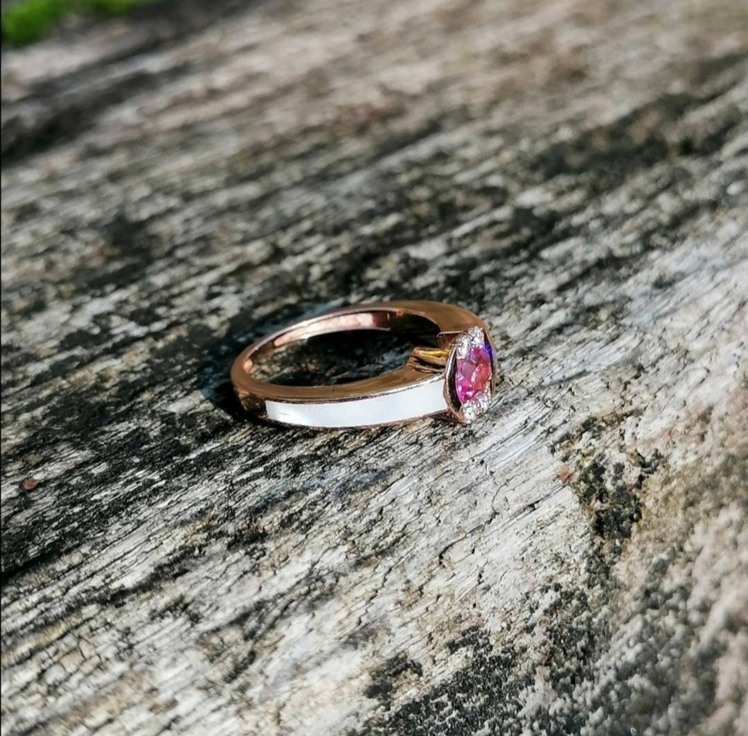 Bague diamants et topaze en or rose 18kt