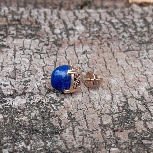 Mono boucle d'oreille en or 14kt et lapis-lazuli