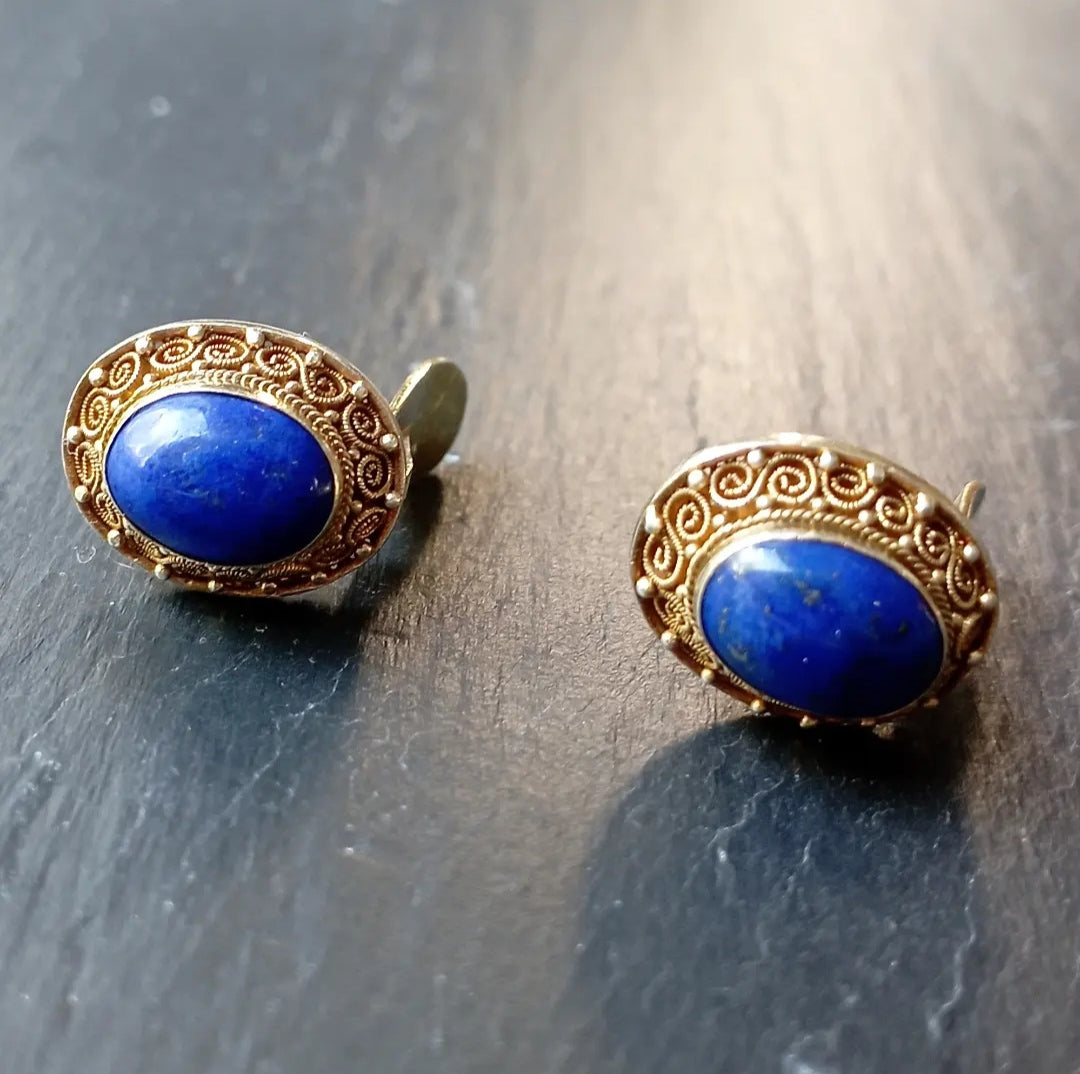 Boucles d'oreilles lapis-lazuli en vermeil