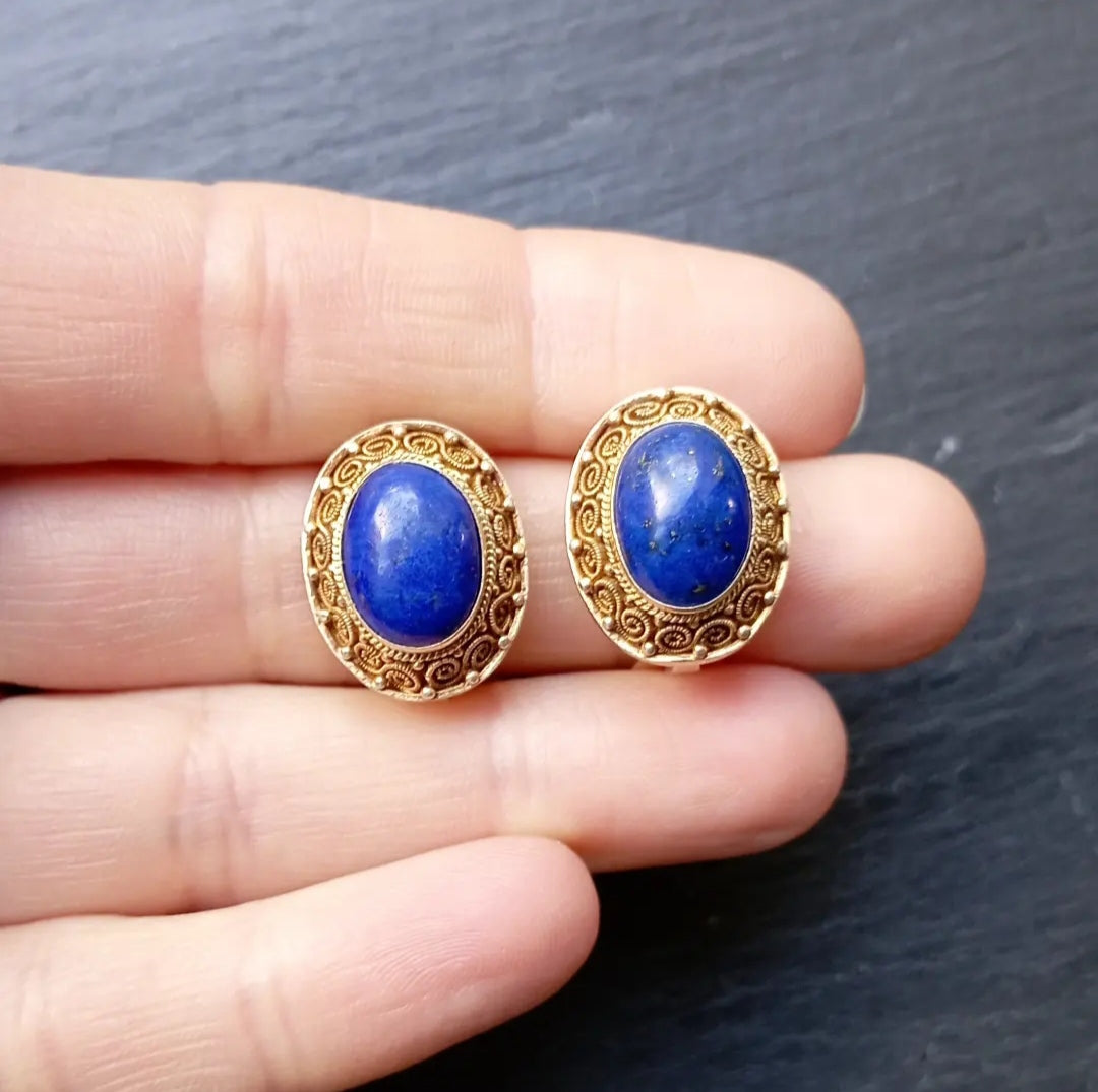 Boucles d'oreilles lapis-lazuli en vermeil