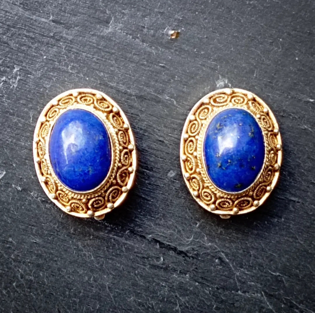 Boucles d'oreilles lapis-lazuli en vermeil