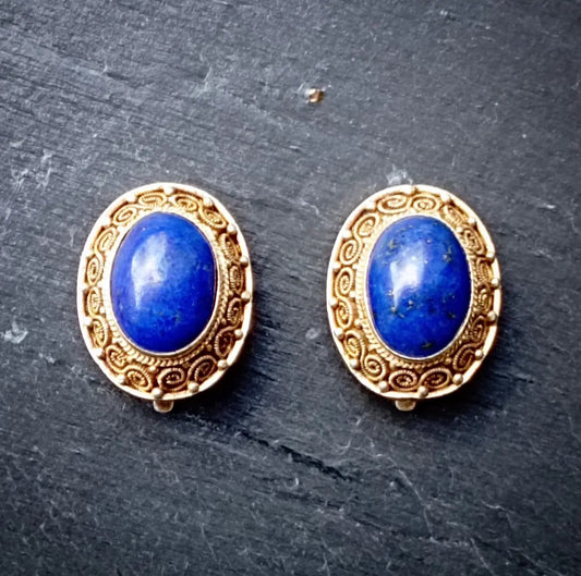 Boucles d'oreilles lapis-lazuli en vermeil