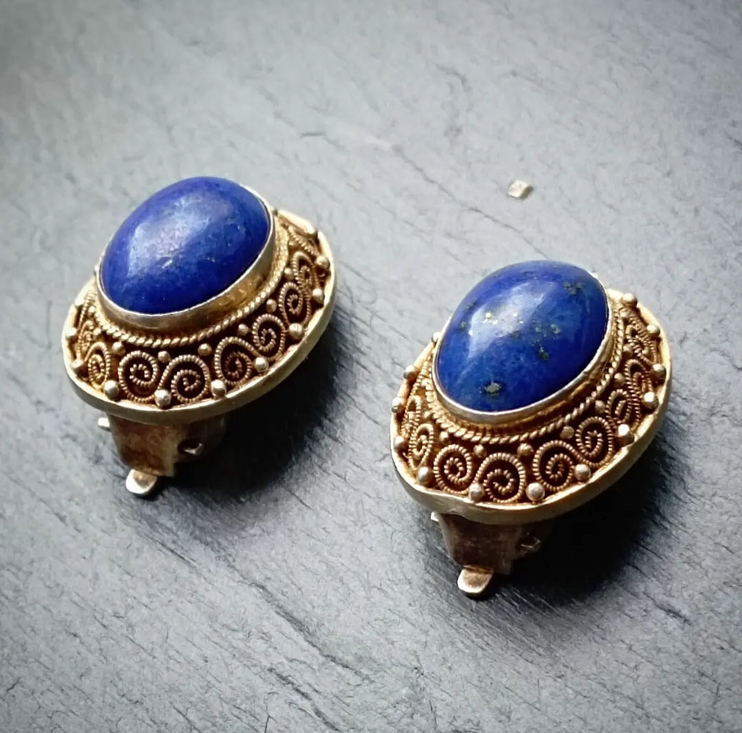 Boucles d'oreilles lapis-lazuli en vermeil