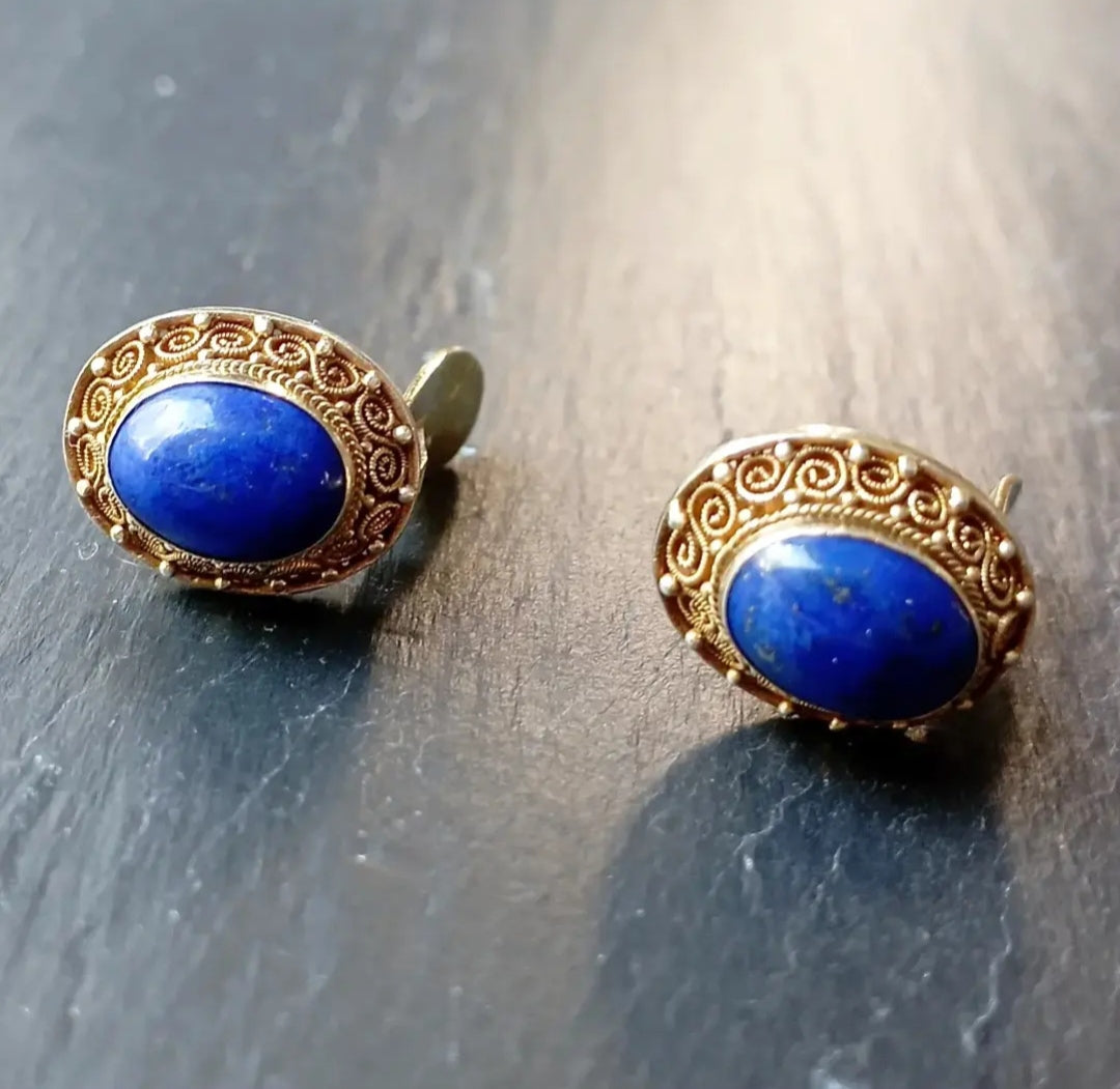 Boucles d'oreilles lapis-lazuli en vermeil