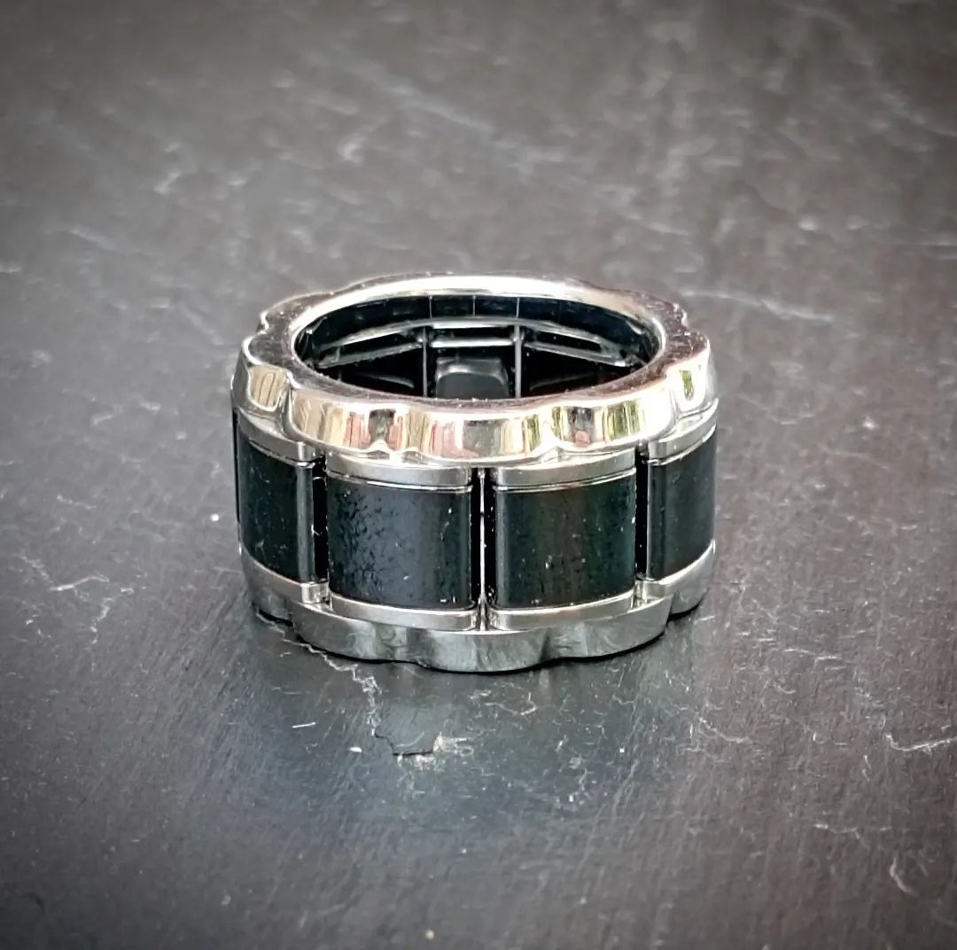 Tag Heuer Imitate Tag Heuer Steel, Black Ceramic And Diamond Ring