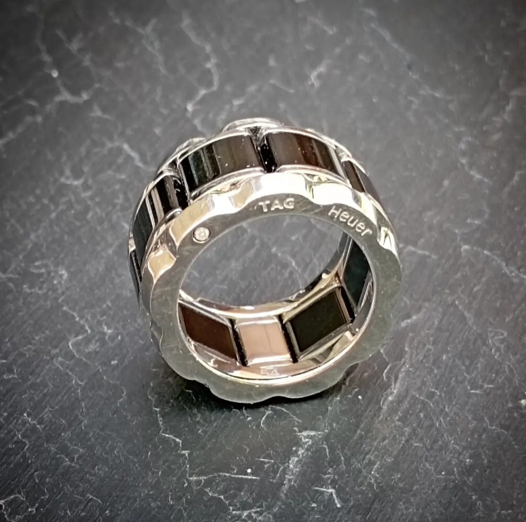 Tag Heuer steel black ceramic and diamond ring Galerie Duchesse