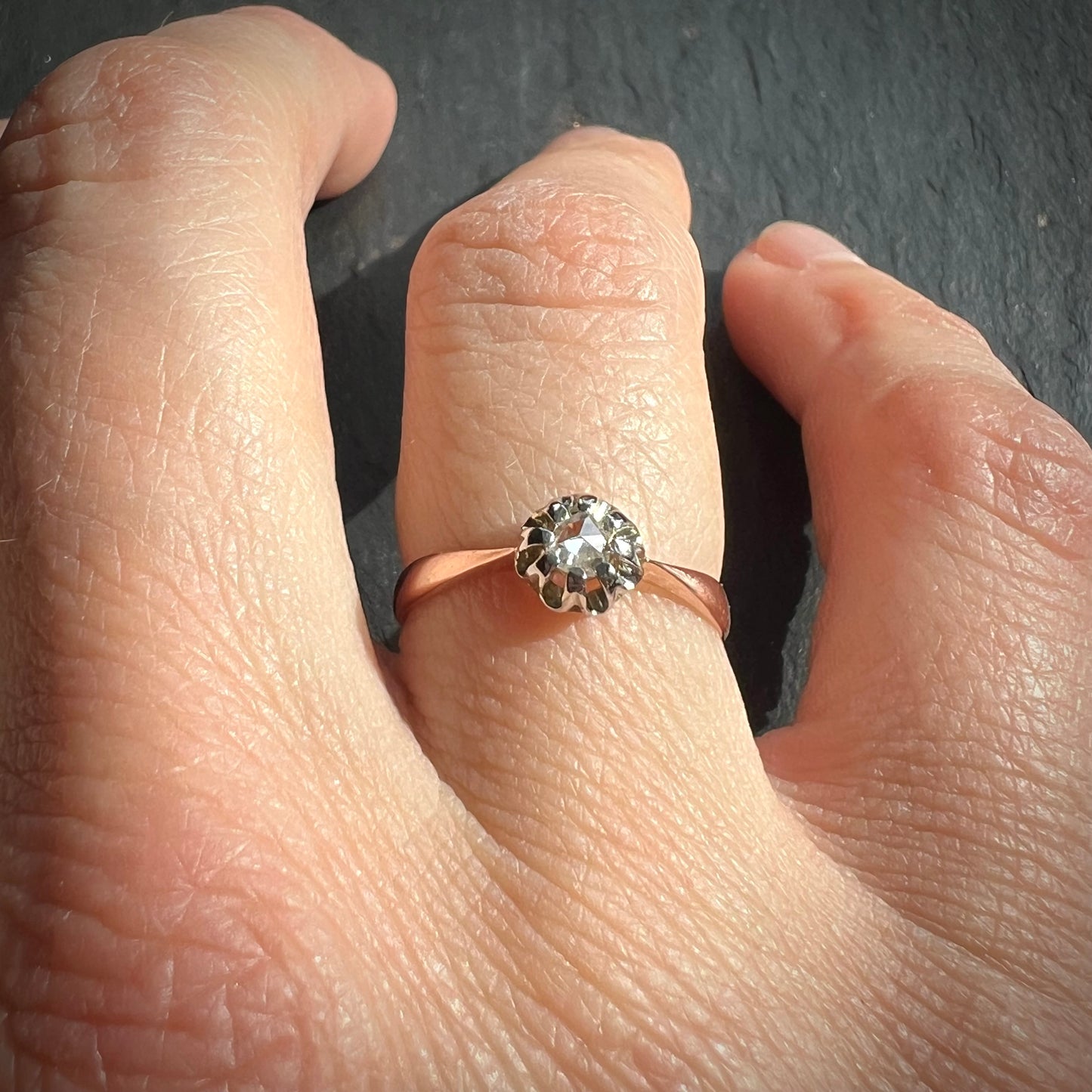 Bague rose de diamant en or