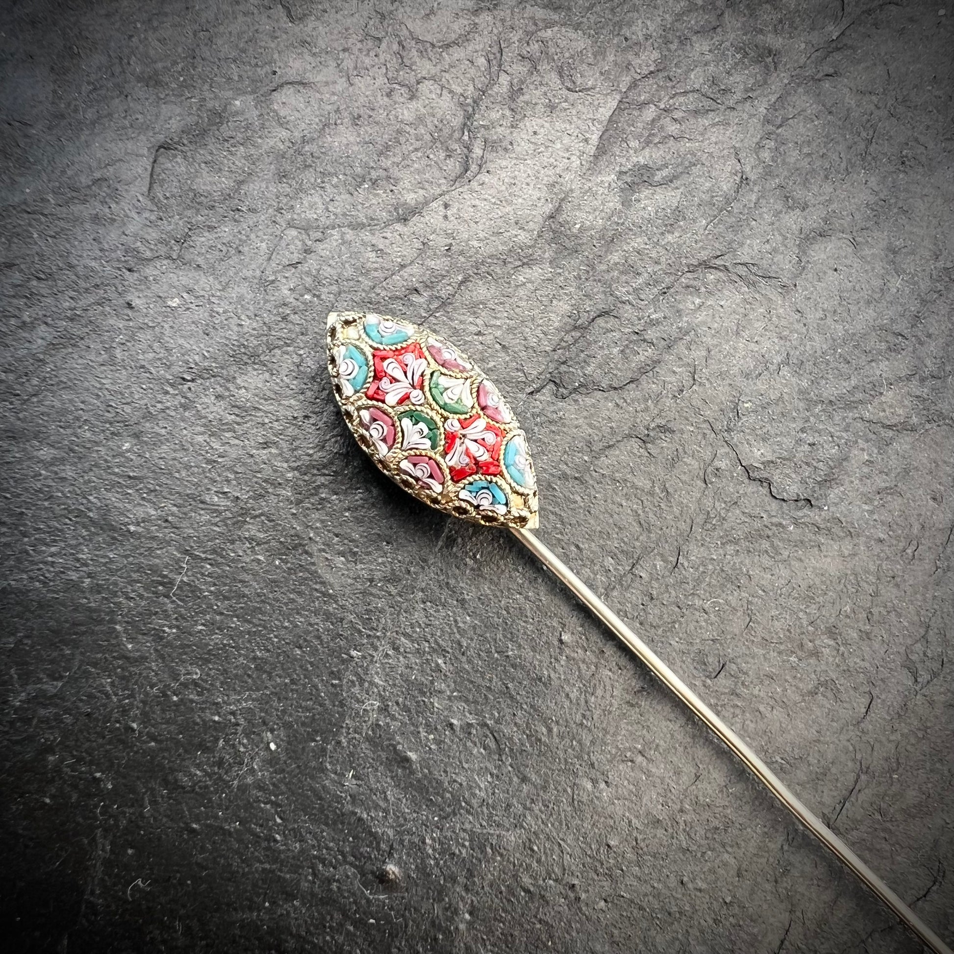 EPINGLE CRAVATE ANCIEN MICRO MOSAIQUE ARGENT EPINGLE CRAVATE ANCIEN MICRO MOSAIQUE ARGENT