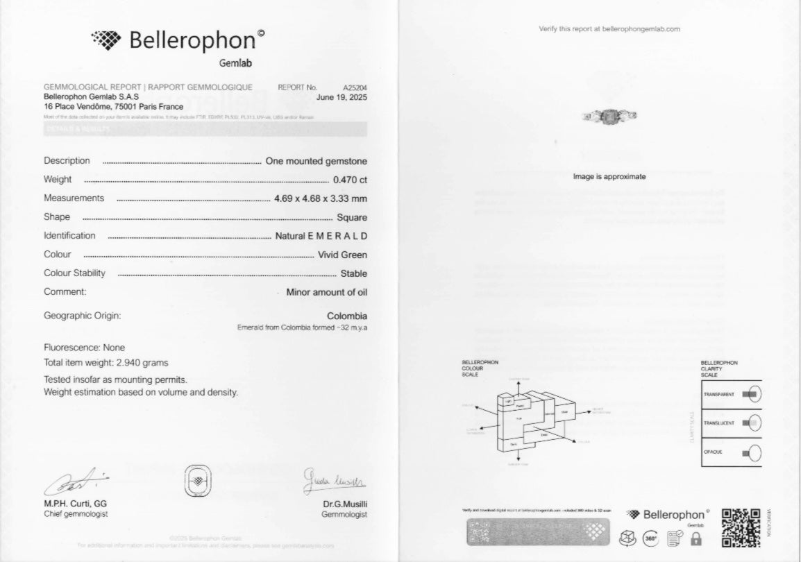 Bague ancienne émeraude de Colombie et diamants en or