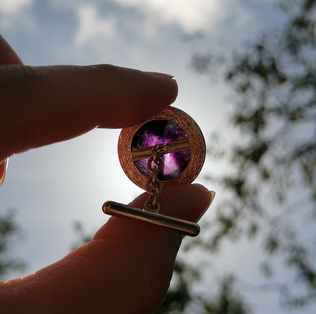 Boutons de manchette en or rose 18kt et améthyste